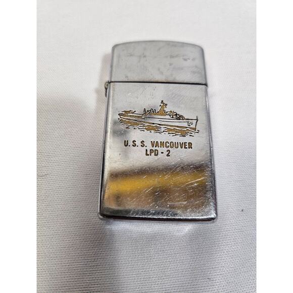 USS Vancouver LPD-2 Navy Military Zippo Slim Lighter Case Only ENGRAVED - Picture 1 of 8